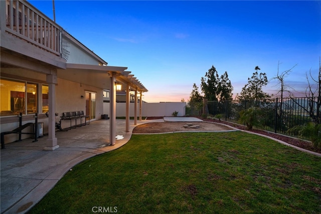 view of yard with a patio area and a fenced backyard