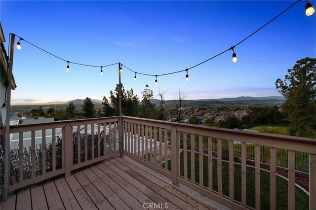 deck with a mountain view