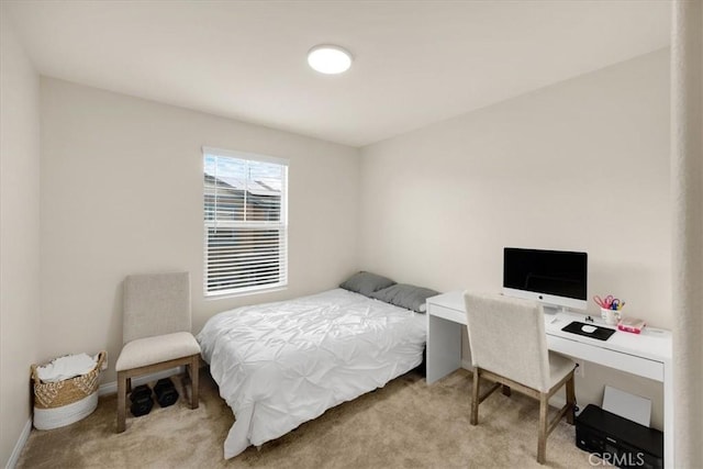 bedroom with baseboards and carpet floors