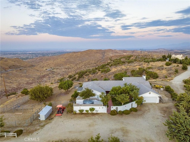 drone / aerial view with a mountain view