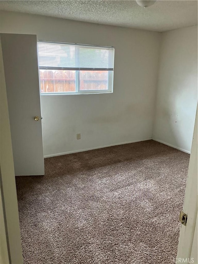 spare room featuring a textured ceiling and carpet flooring