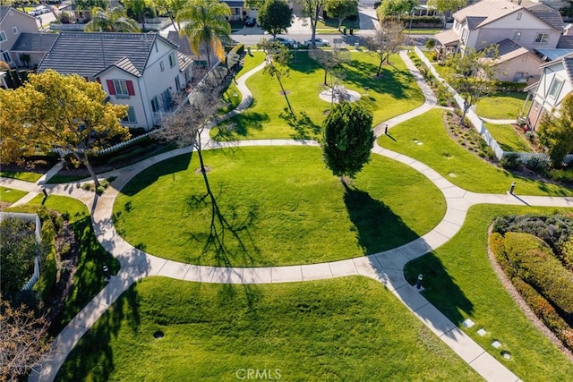 birds eye view of property with a residential view