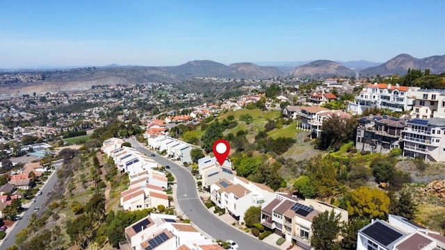 bird's eye view with a mountain view