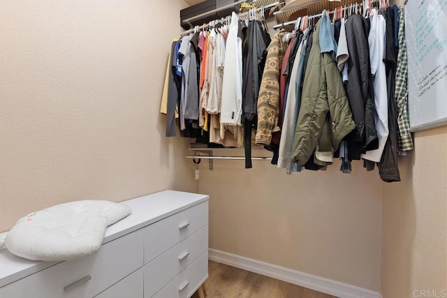 walk in closet featuring wood finished floors