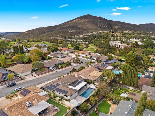 drone / aerial view with a mountain view