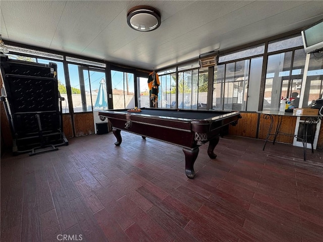 game room featuring billiards and wood finished floors