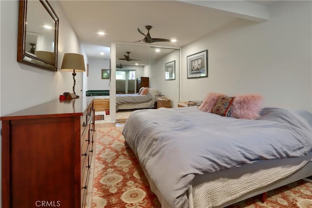 bedroom with recessed lighting