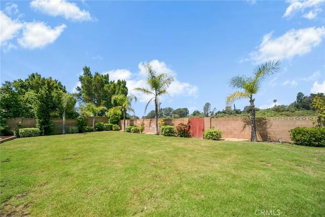 view of yard featuring a fenced backyard