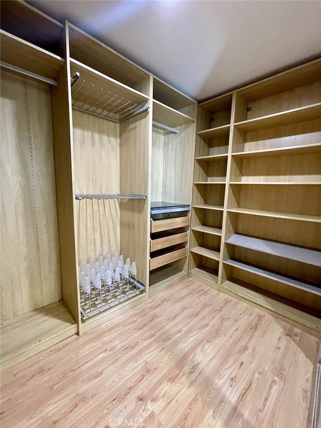 walk in closet featuring wood finished floors