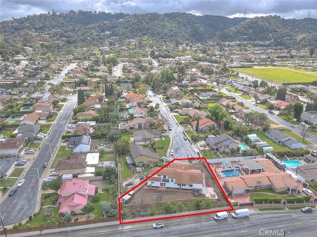 bird's eye view with a residential view