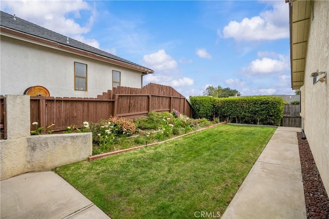 view of yard featuring a fenced backyard