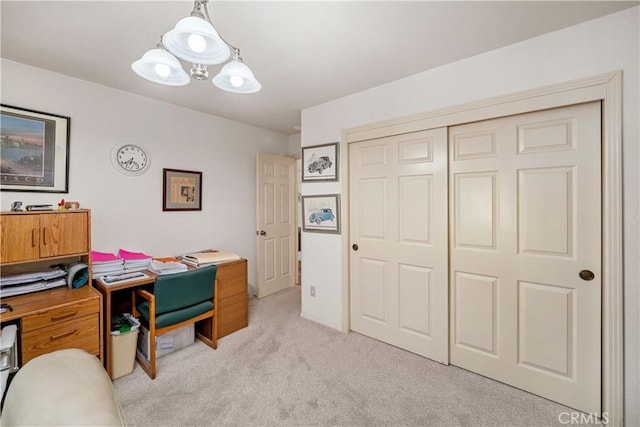 office area with light colored carpet