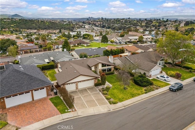 drone / aerial view with a residential view