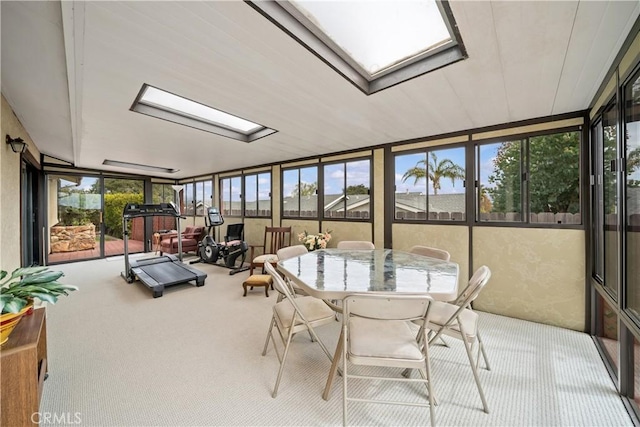 sunroom with a skylight