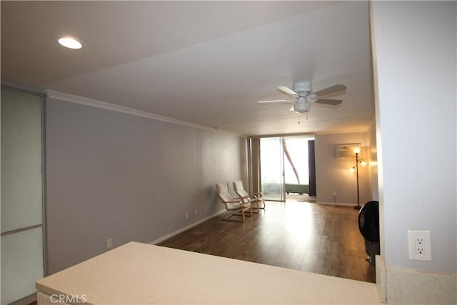 4545 Collwood Blvd Unit 19, San Diego, CA 92115 - unfurnished room with wood finished floors, crown molding, a ceiling fan, floor to ceiling windows, and recessed lighting