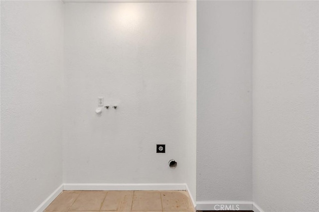 laundry area with washer hookup, laundry area, baseboards, and hookup for an electric dryer