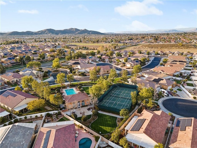 bird's eye view with a mountain view and a residential view