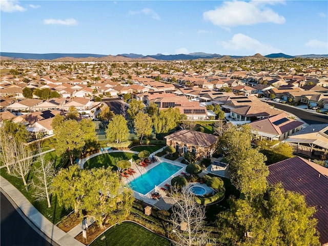 30283 Moon Star Cir, Menifee, CA 92584 - aerial perspective of suburban area featuring a pool and a mountainous background