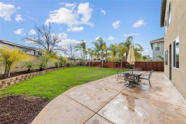 view of patio / terrace featuring outdoor dining area and a fenced backyard