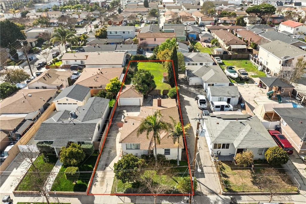 aerial view with a residential view