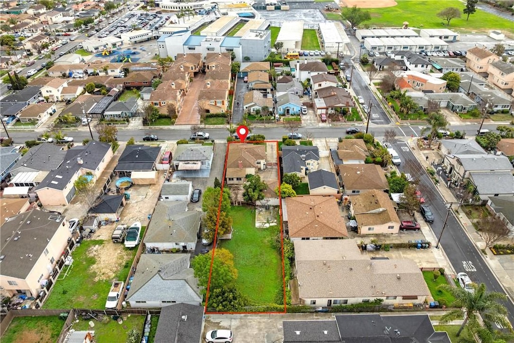 drone / aerial view with a residential view