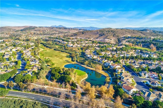 aerial view with a residential view and a water and mountain view