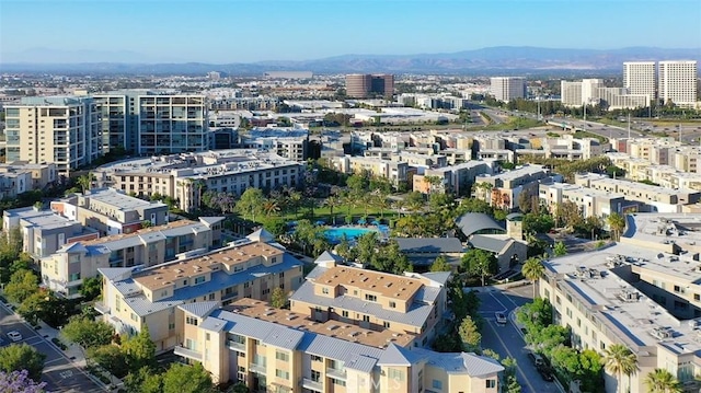 bird's eye view with a city view