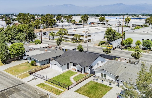 aerial view with a residential view and a mountain view