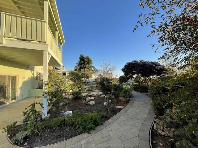 view of yard featuring a balcony