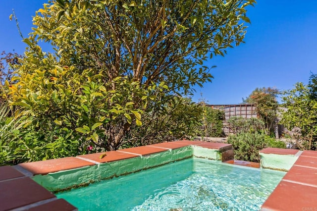 view of swimming pool with fence