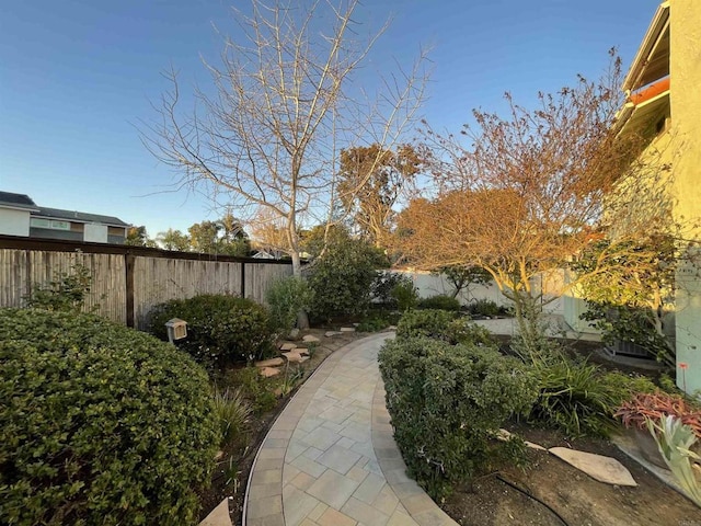 view of yard with a fenced backyard