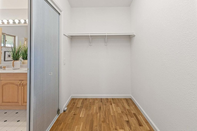 spacious closet with light wood-type flooring