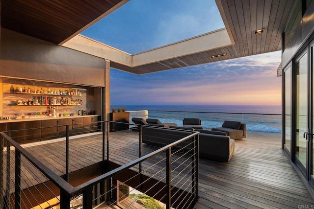 deck at dusk with a water view