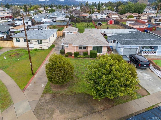 birds eye view of property featuring a residential view and a mountain view