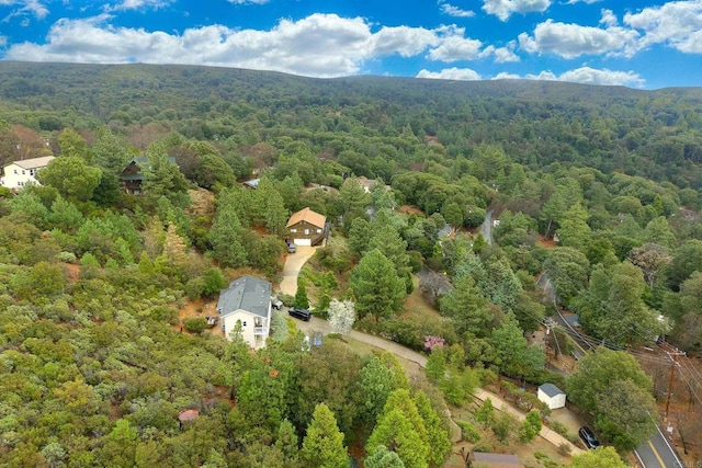 aerial view with a wooded view