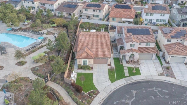 drone / aerial view with a residential view