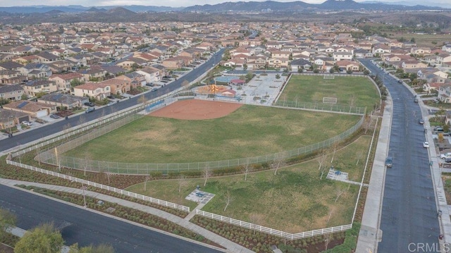 bird's eye view with a mountain view and a residential view