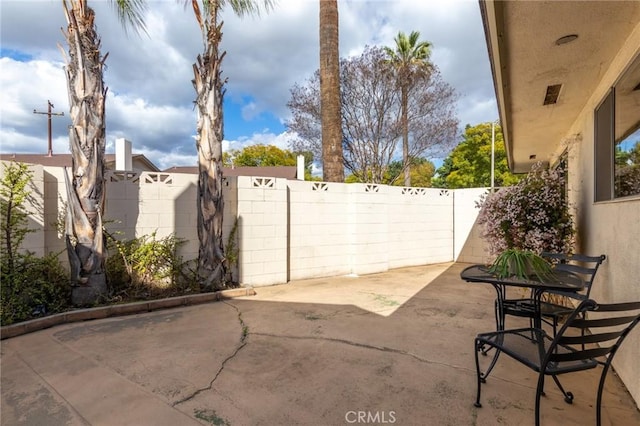 view of patio featuring a fenced backyard