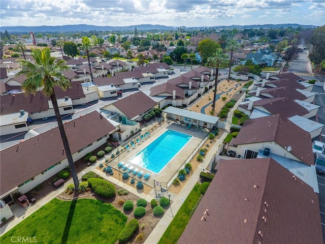 birds eye view of property featuring a residential view and a mountain view