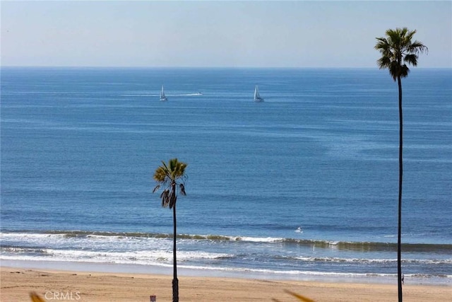 property view of water featuring a beach view