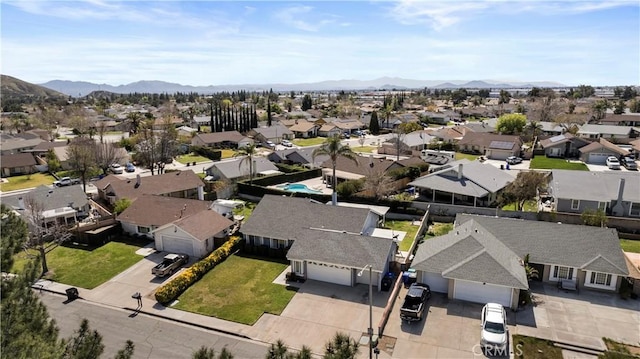 aerial view with a residential view and a mountain view