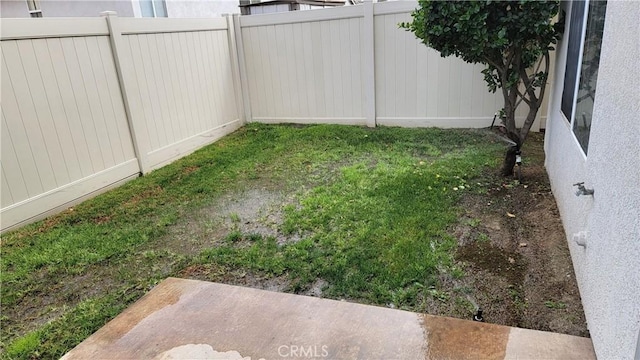 view of yard with a fenced backyard