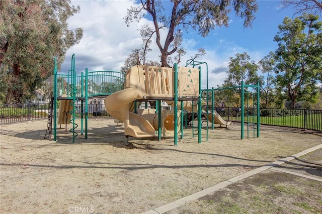 community jungle gym with fence