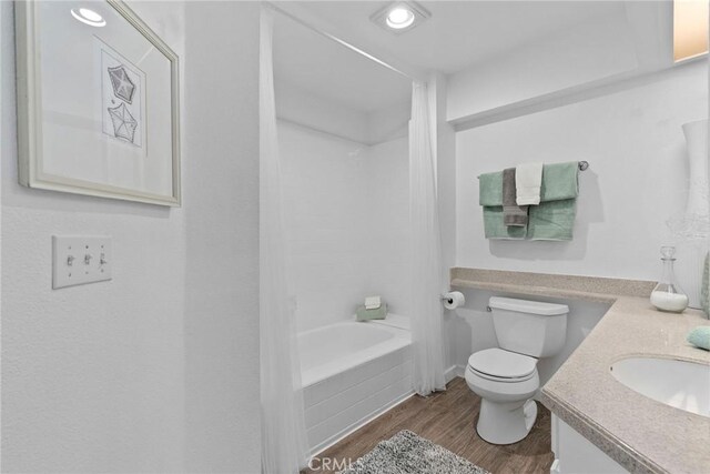 259 Chesterfield, Newport Beach, CA 92660 - full bathroom featuring toilet, wood finished floors, vanity, and shower / bath combination