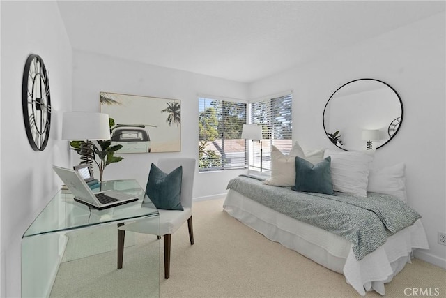 bedroom with baseboards and carpet floors