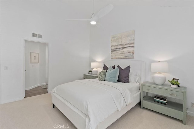 259 Chesterfield, Newport Beach, CA 92660 - bedroom with carpet, a high ceiling, baseboards, and ceiling fan