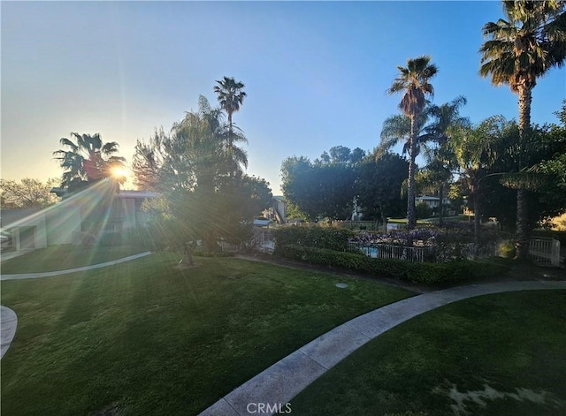 yard at dusk with fence