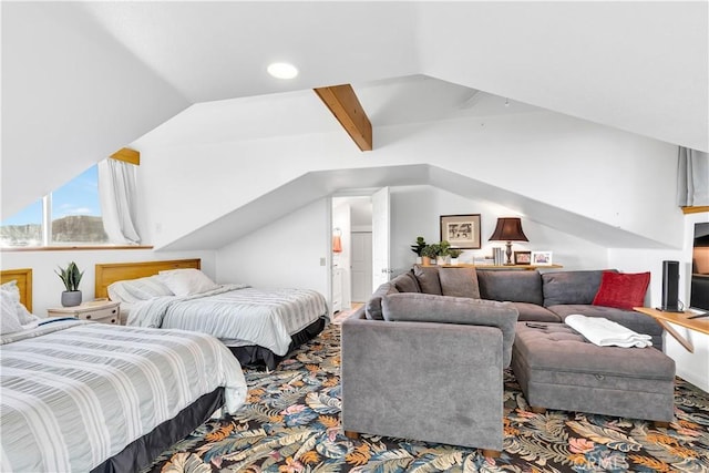 bedroom featuring vaulted ceiling