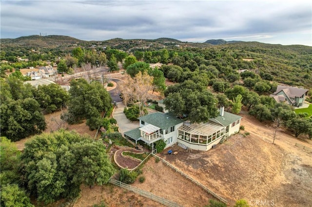 aerial view featuring a mountain view