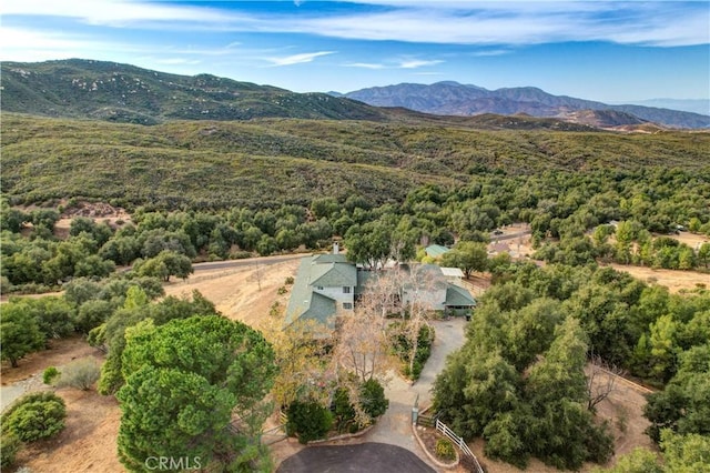 bird's eye view with a mountain view